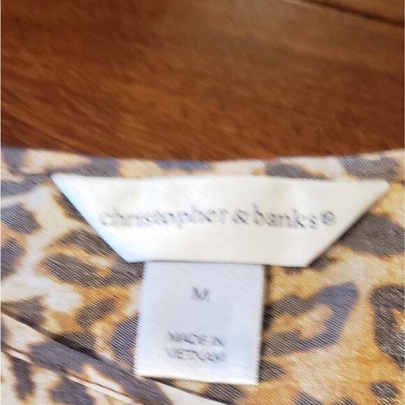 Christopher & Banks baby doll brown leopard print short sleeved top size M - Picture 4 of 6